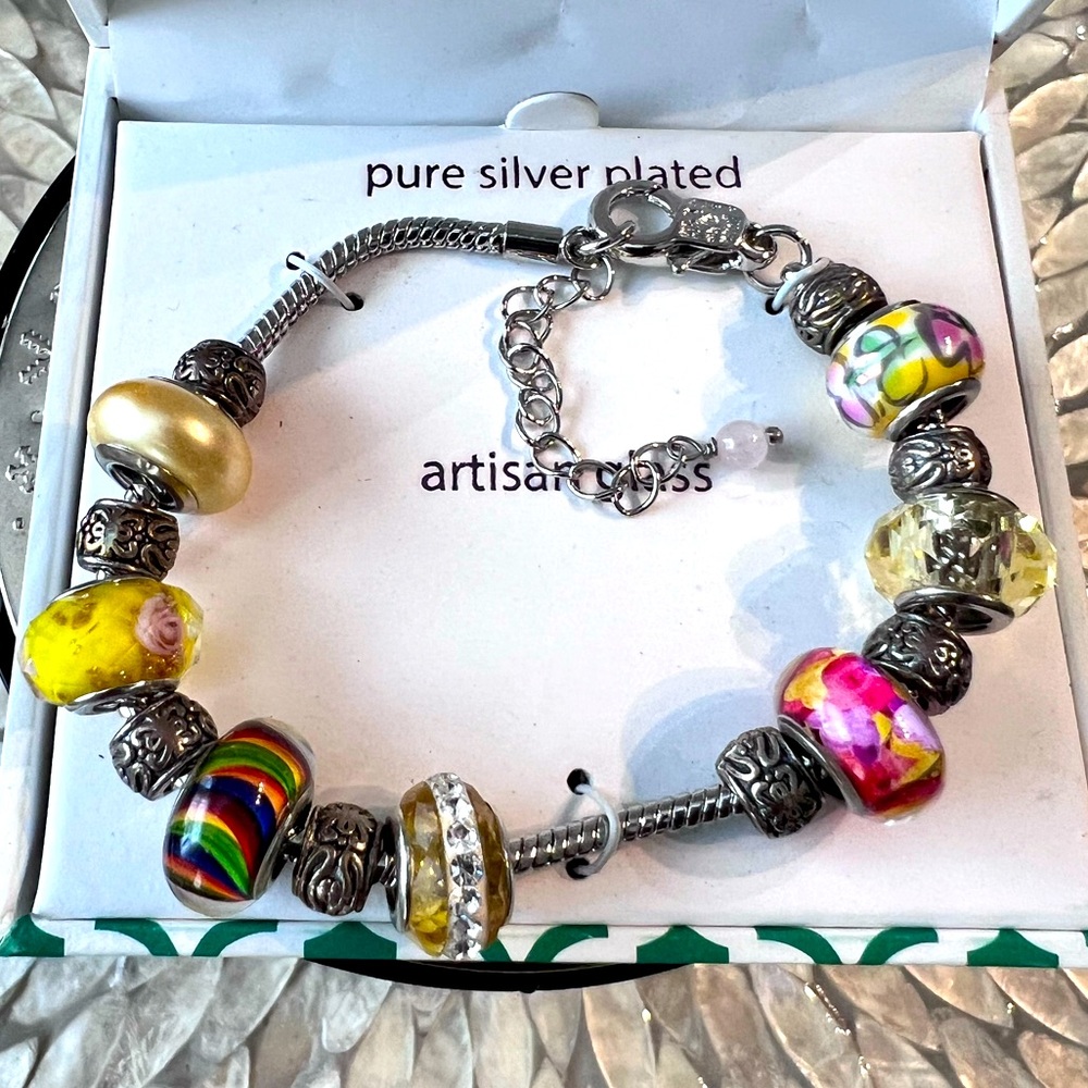 THE GLASS MULTI-COLOR CHARM BRACELET….